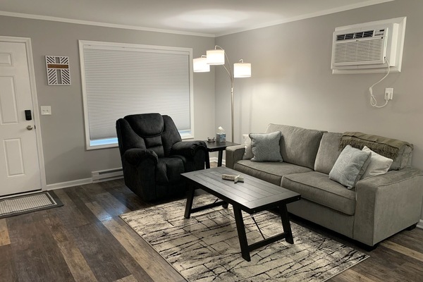 The sofa pulls out into an extra bed with luxurious linens provided!