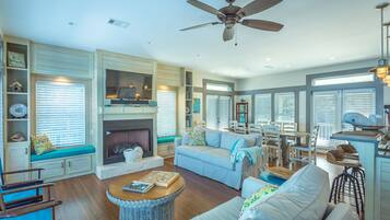 电视、壁炉、书