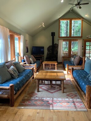 Cheminée, lecteur de DVD, vidéothèque