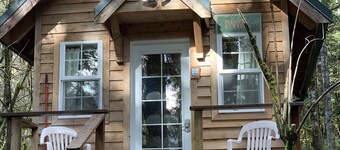 Experience a custom built tiny home cabin near Mt Rainier National Park.  It sleeps up to three! Firepit, access to shared hot tub, walking distance to Copper Creek Restaurant