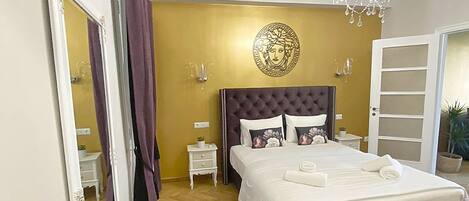 2 bedrooms, premium bedding, blackout curtains, soundproofing