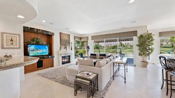 TV, fireplace
