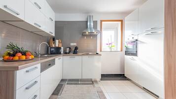 Fridge, oven, stovetop, dishwasher