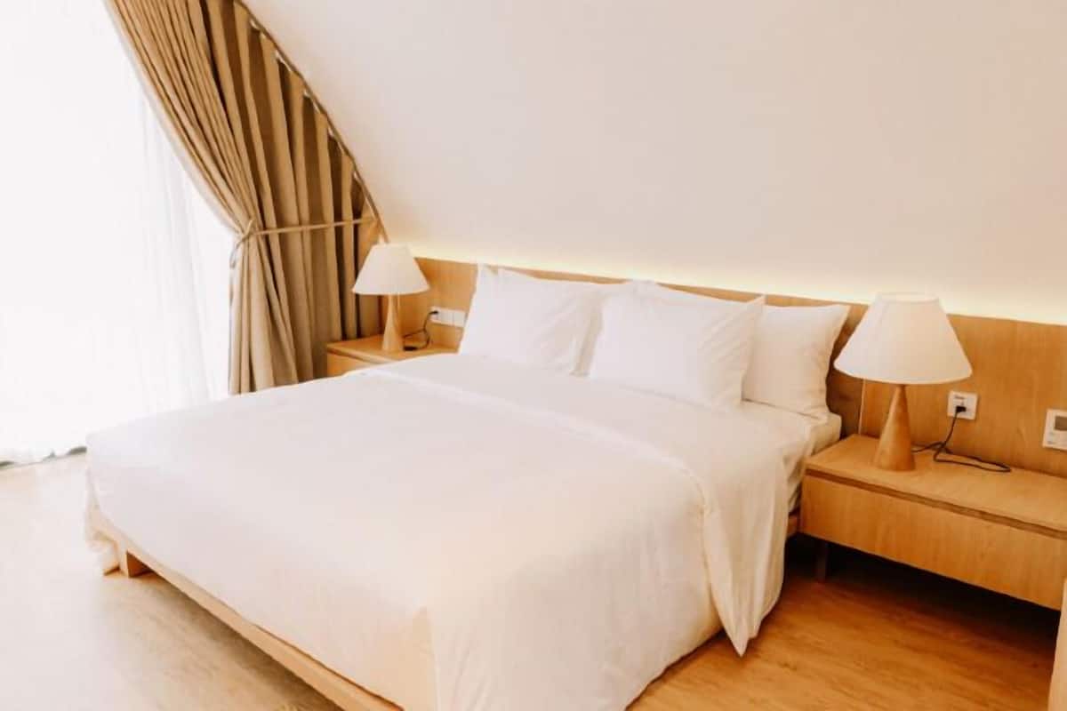 1 quarto, roupas de cama premium, edredons de pluma, frigobar