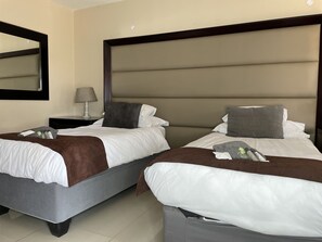 Habitación estándar con 2 camas individuales, aire acondicionado | Muebles diferentes, escritorio y tabla de planchar con plancha 
