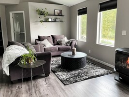 Luxury Duplex, 2 Bedrooms | Living area | 44-inch Smart TV with cable channels, TV, heated floors