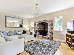 Téléviseur, foyer, livres