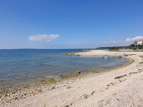 Beach nearby, sun loungers