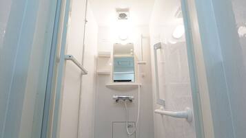 Shower, free toiletries, hair dryer, slippers
