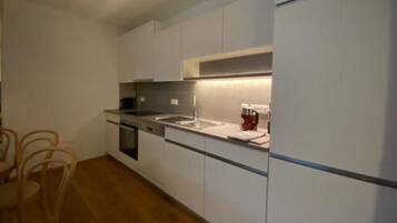 Kühlschrank, Mikrowelle, Herdplatte, Geschirrspüler