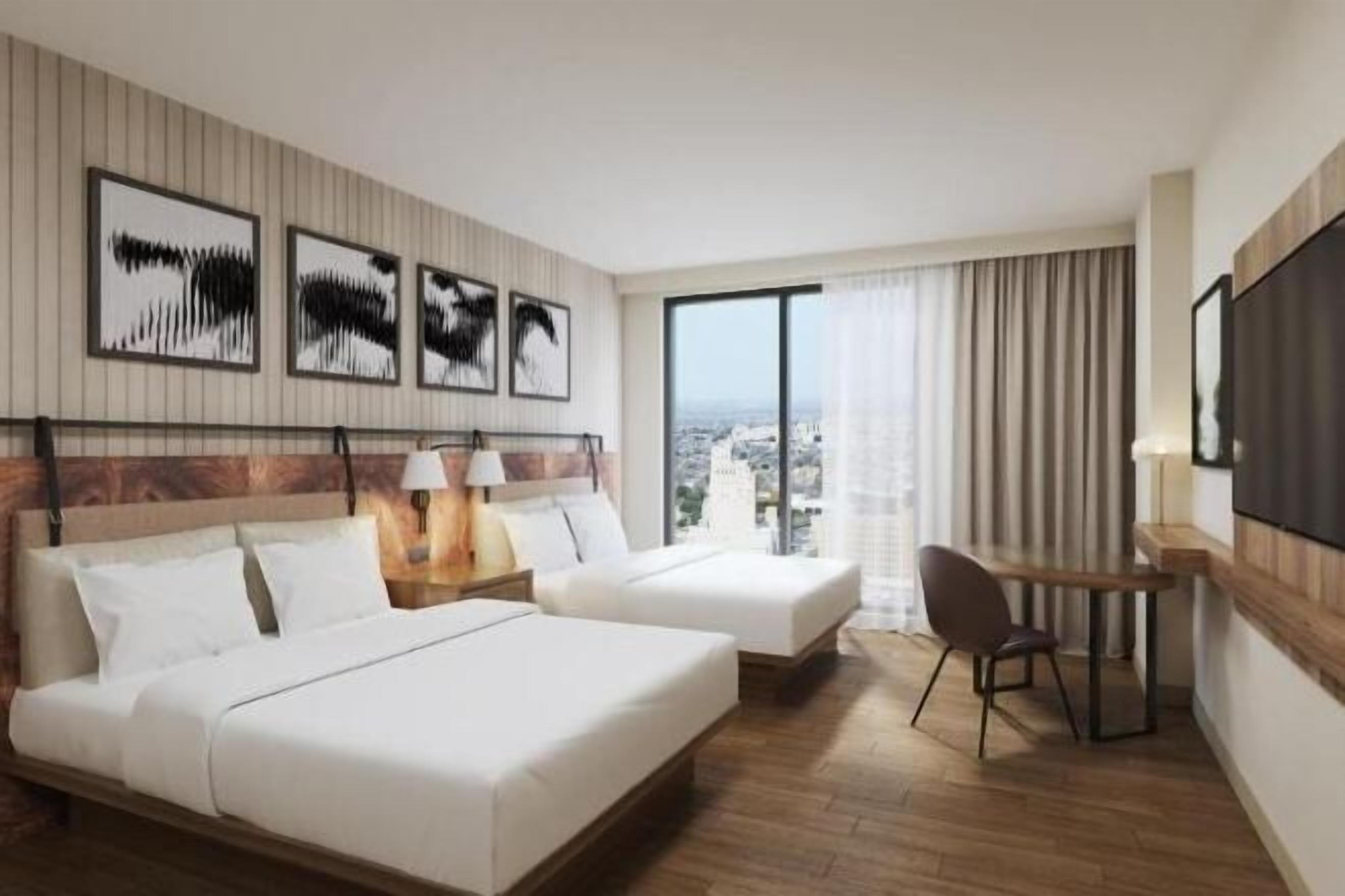 Desk, laptop workspace, free WiFi, bed sheets