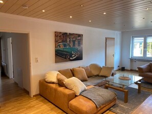 TV, DVD player, books, music library