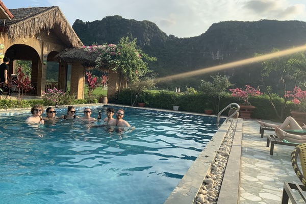 Outdoor pool, sun loungers