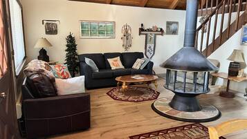 Televisor, llar de foc i reproductor de DVD