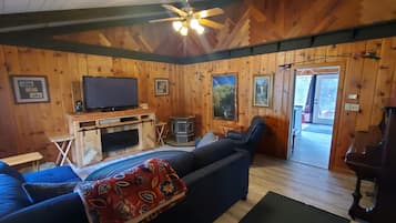 TV, DVD player, video library