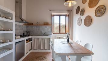 Fridge, stovetop, coffee/tea maker, electric kettle