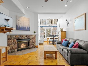 Smart TV, chimenea, reproductor de DVD