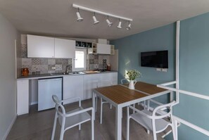 Fridge, dining tables