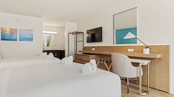 2 Queen Kitchenette | Desk, laptop workspace, blackout curtains, iron/ironing board