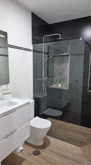 Regadera, amenidades de baño gratuitas, secadora de cabello, toallas 