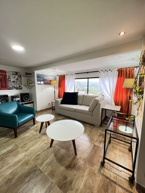 Smart TV, DVD player, books, stereo