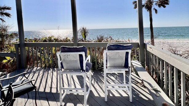 Terrace/patio - SANTA CLARA! Coastal, modern 3BR ESCAPE, harbor view, boat slip, CLUB access (Captiva)