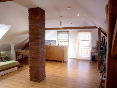 Attic with bathroom