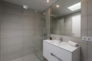 Dusche, Haartrockner, Handtücher