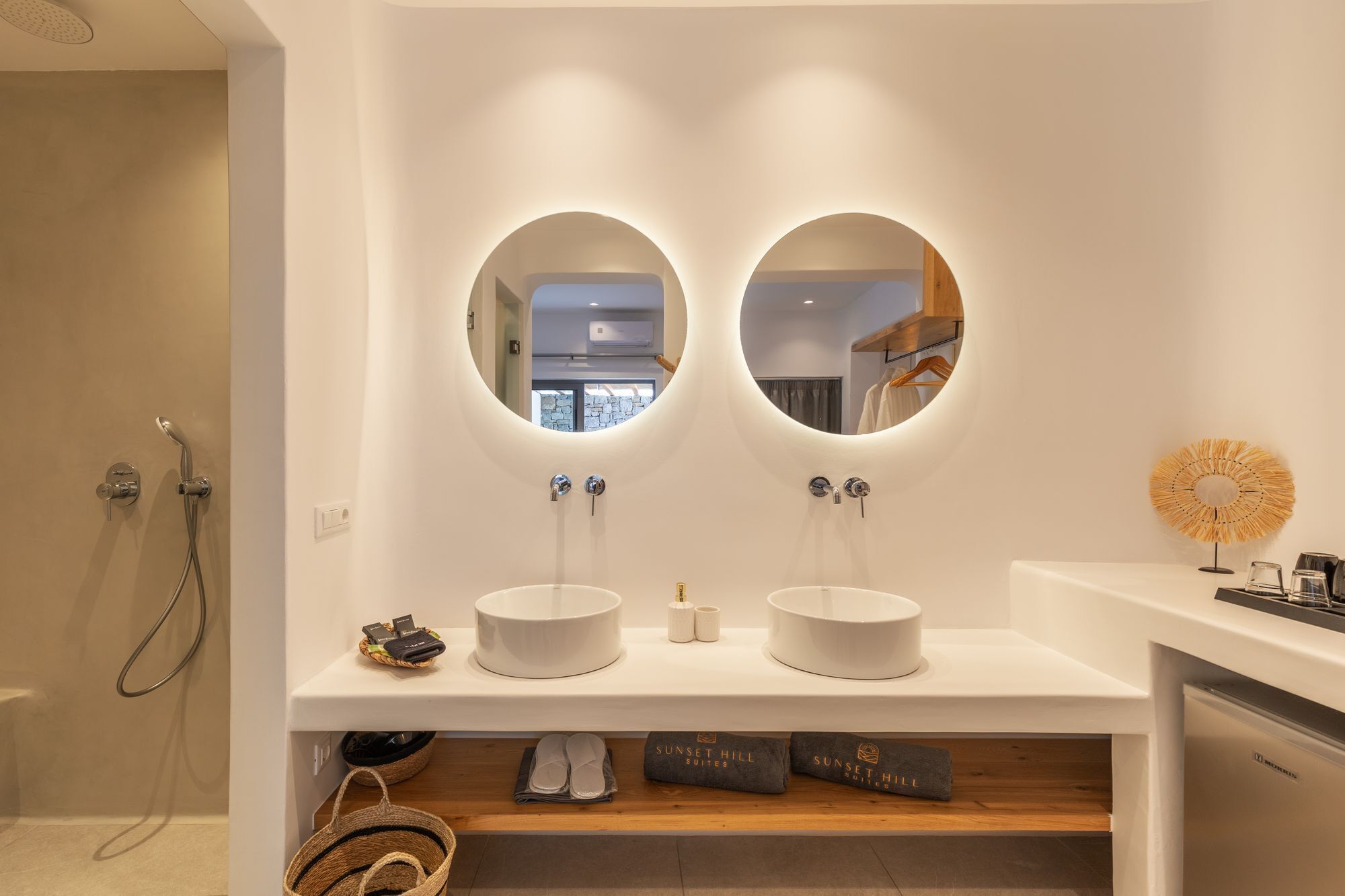 superior suite with side sea and pool view & outdoor hot tub | bathroom | shower, rainfall showerhead, free toiletries, hair dryer