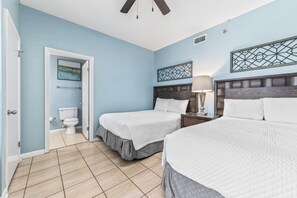 2 slaapkamers, een strijkplank/strijkijzer, gratis internet, beddengoed