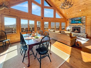 TV, fireplace, video games