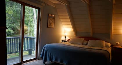 Dog-friendly chalet near the beach with deck, washer/dryer, grill, lawn & AC