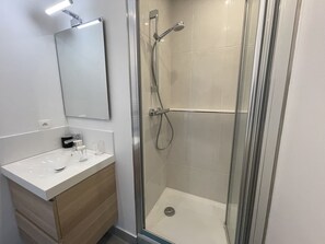 Hair dryer, towels, toilet paper