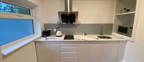 Fridge, microwave, dishwasher