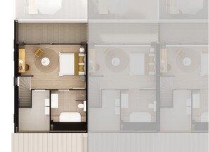 Floor plan - Comfortable hotel room with view out over the water (Nieuwvliet-Bad)