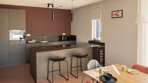 Fridge, microwave, stovetop, dishwasher