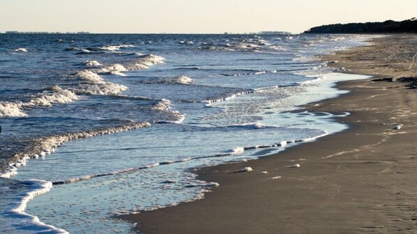 ビーチの近く、サンラウンジャー