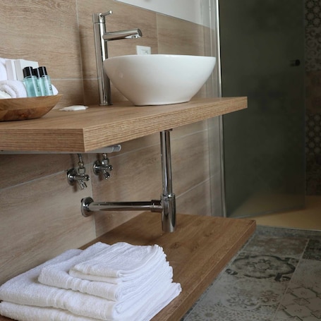 Hydromassage showerhead, hair dryer, slippers. Camera Deluxe