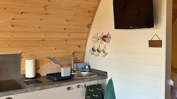 Fridge, microwave, coffee/tea maker, electric kettle