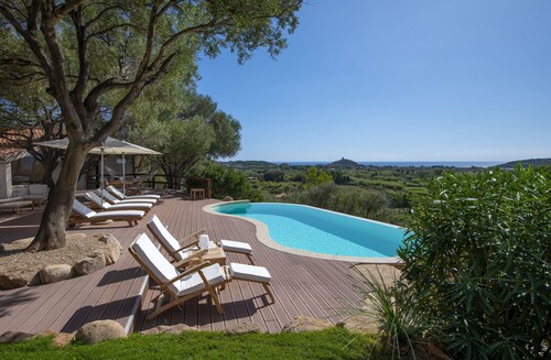 Villa S'Ollastu - Luxury villa with private pool, garden, sea view, near beaches