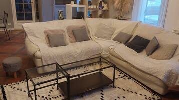 Télévision, cheminée, écrans d'ordinateur