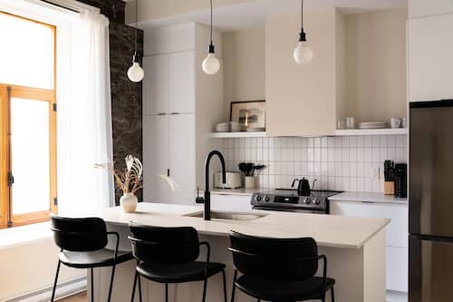 Luxury Apartment, 2 Bedrooms | Private kitchen | Full-sized fridge, microwave, oven, stovetop