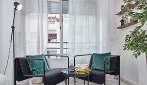 Luxury Suite | Living area | 46-inch Smart TV with cable channels, TV - Stayhere Rabat - Agdal 1 - Comfort Residence (Rabat)