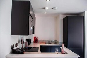 Fridge, microwave, dishwasher, electric kettle
