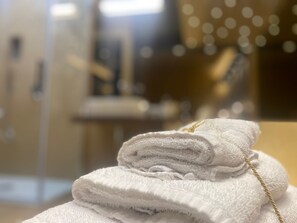 Haartrockner, Bidet, Handtücher, Seife