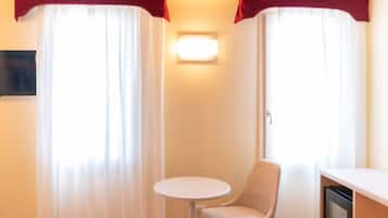 Memory-foam beds, desk, soundproofing, iron/ironing board