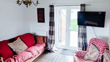 智能电视、壁炉、书、打印机