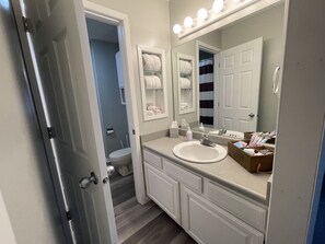 Shower, towels, soap, shampoo