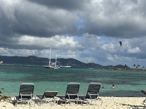 On the beach, sun loungers, beach towels - Sapphire Beach! Walk Out Beach Front only 52 steps to sand!! Updated (St Thomas)