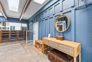 Shared 2nd-floor covered deck and entry featuring high chairs with a view, shared between the 2BR unit and ADU. - Walk to Beach & Bay | Family Friendly (San Diego)